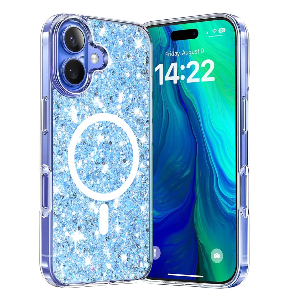 Techsuit Sparkly Glitter MagSafe kryt iPhone 16 Plus Blue - náhled 1