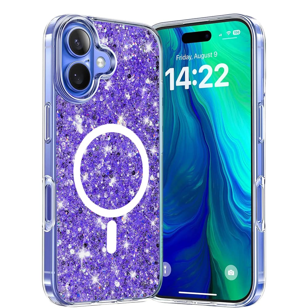 Techsuit Kryt Sparkly Glitter MagSafe iPhone 16 Plus Purple - náhled 1