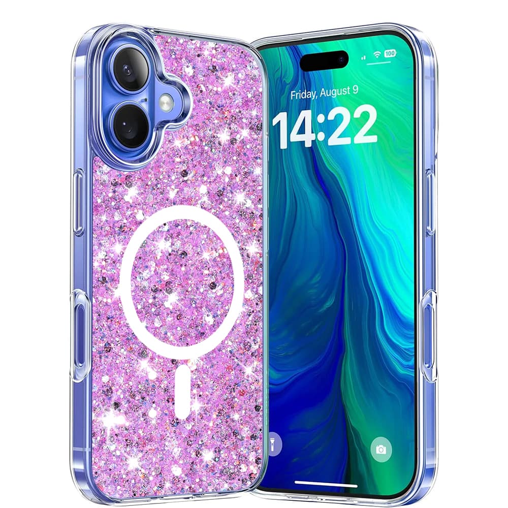 Techsuit Sparkly Glitter MagSafe kryt iPhone 16 Plus Magenta - náhled 1