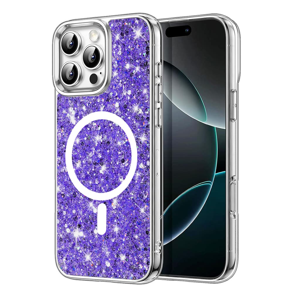 Techsuit Sparkly Glitter MagSafe iPhone 16 Pro fialová - náhled 1