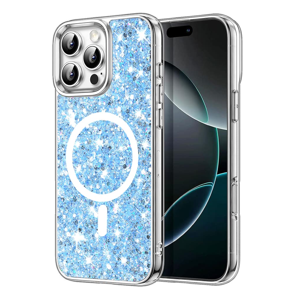 Techsuit třpytivé pouzdro MagSafe iPhone 16 Pro Max modrá - náhled 1