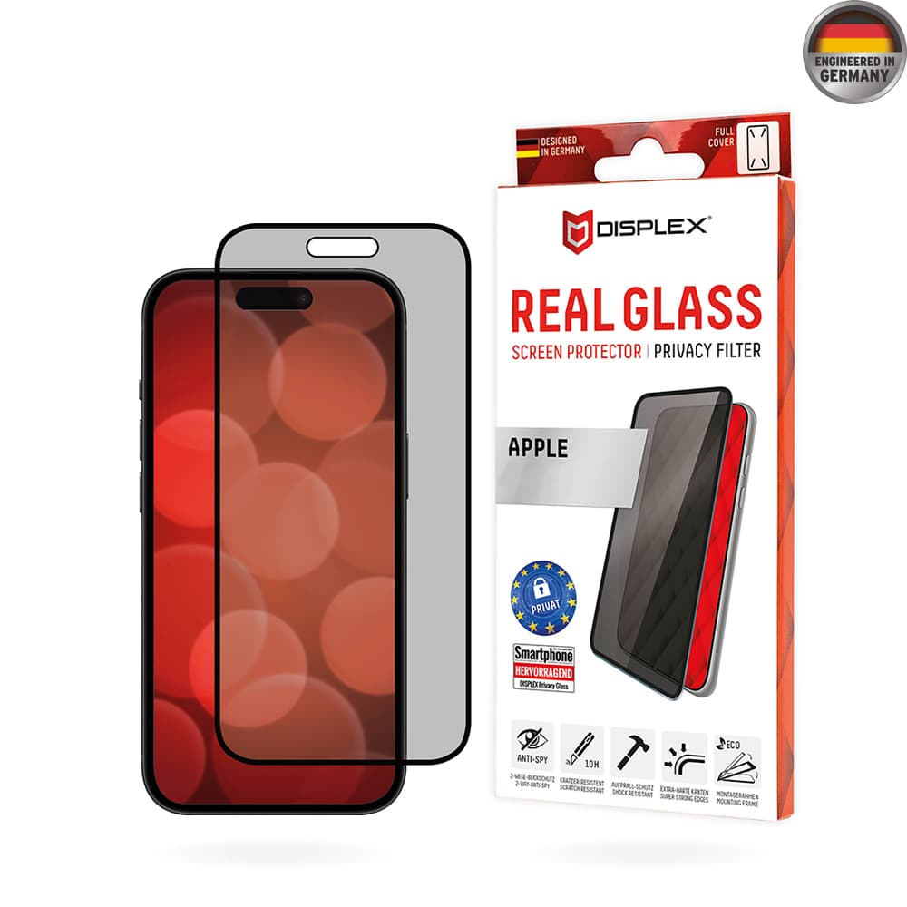 Displex Premium Glass Privacy kryt iPhone 16 Plus Black - náhled 1