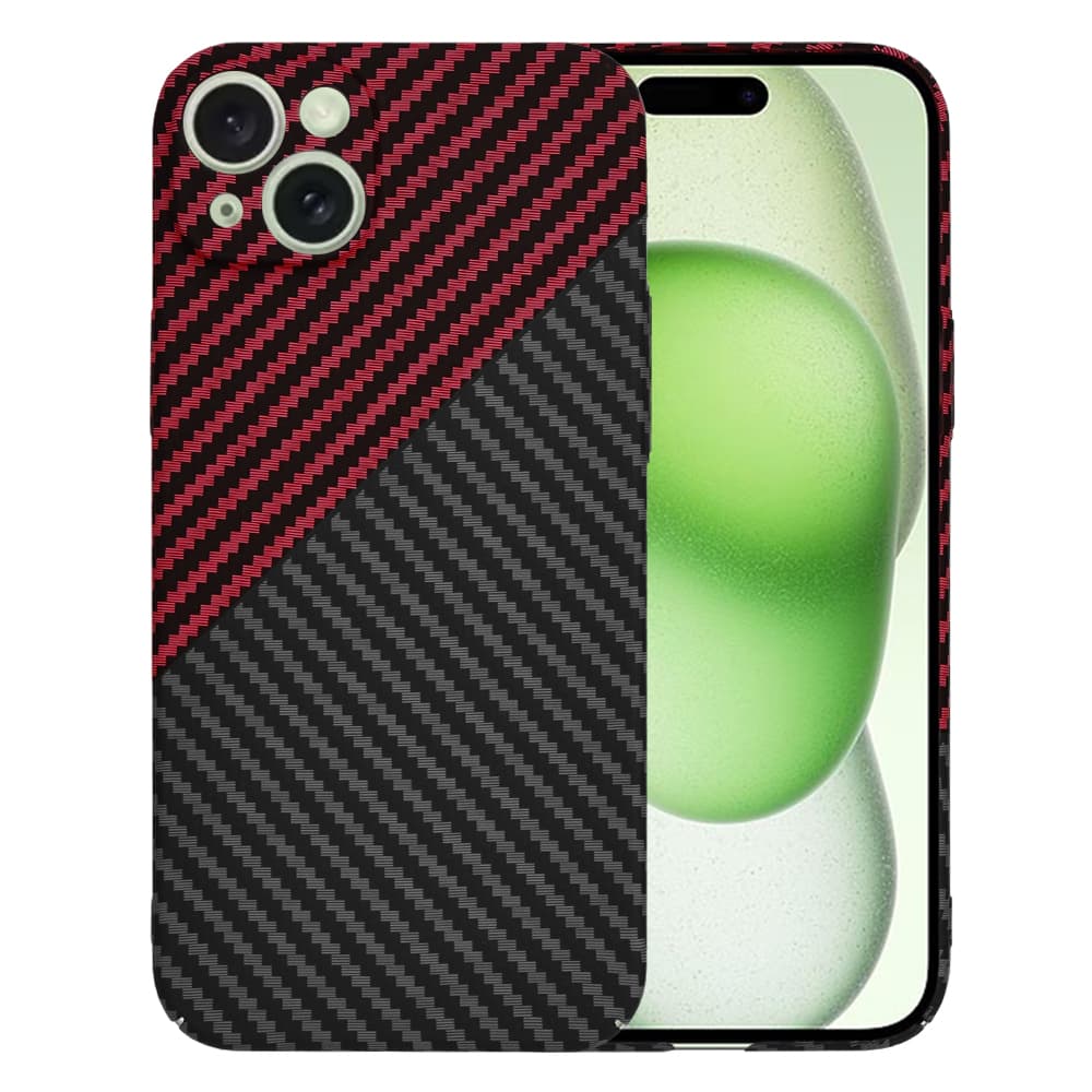 Techsuit Carbonite FiberShell pro iPhone 15 Plus červený Vortex - náhled 1