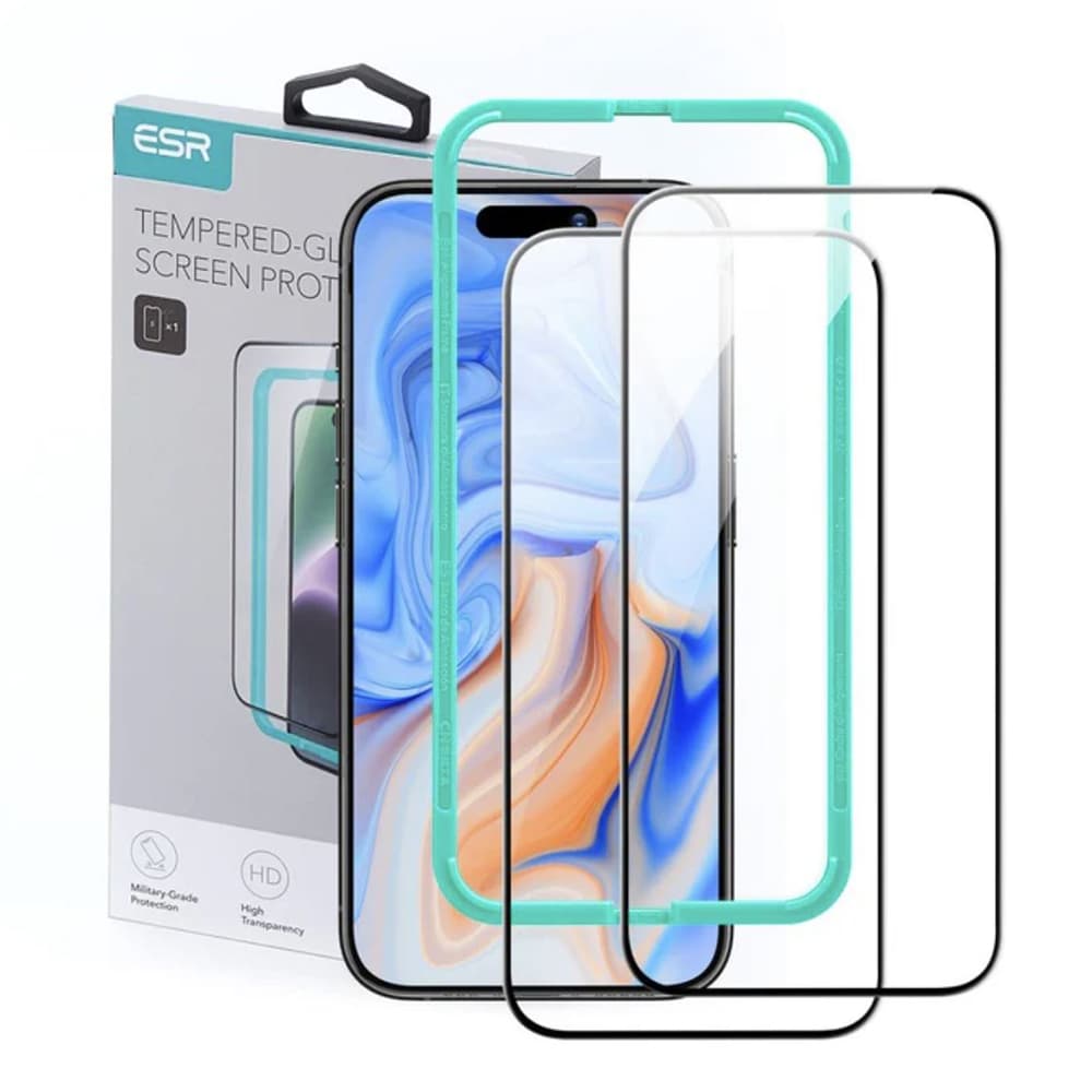 ESR - Tvrzené sklo (2 kusy) - iPhone 15 / iPhone 16 - černá - náhled 1