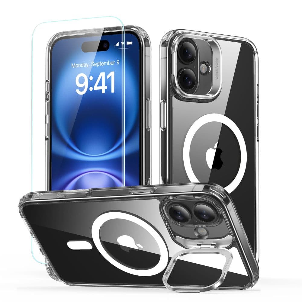 ESR Classic Hybrid HaloLock Kickstand + Tvrzené sklo iPhone 16 Plus čirý - náhled 1