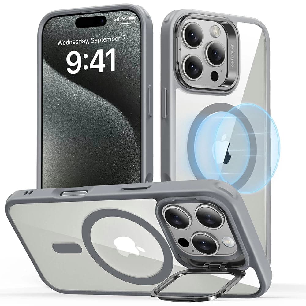 ESR Classic Hybrid HaloLock Kickstand iPhone 16 Pro šedá průhledná - náhled 1