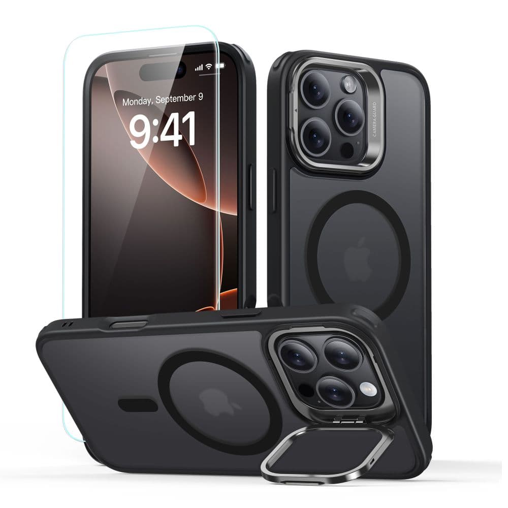 ESR Classic Hybrid HaloLock Kickstand + Tvrzené sklo iPhone 16 Pro Max matná černá - náhled 1