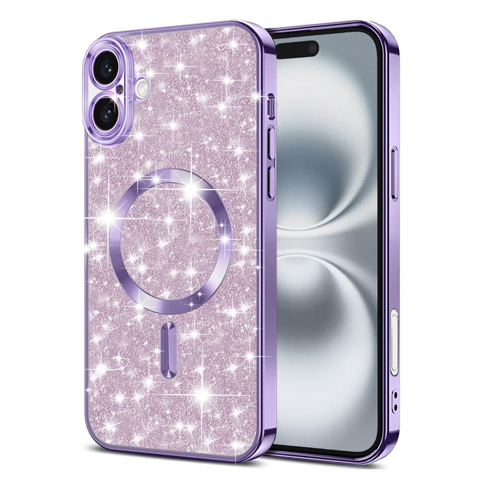 Techsuit Luxury Glitter MagSafe pro iPhone 16 světle fialová - náhled 1