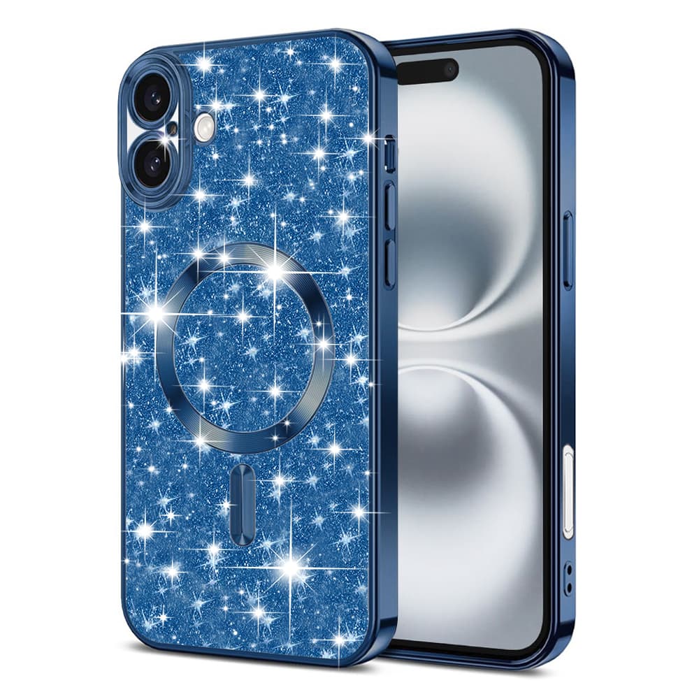 Techsuit Luxury Glitter MagSafe pro iPhone 16 v tmavě modré barvě - náhled 1