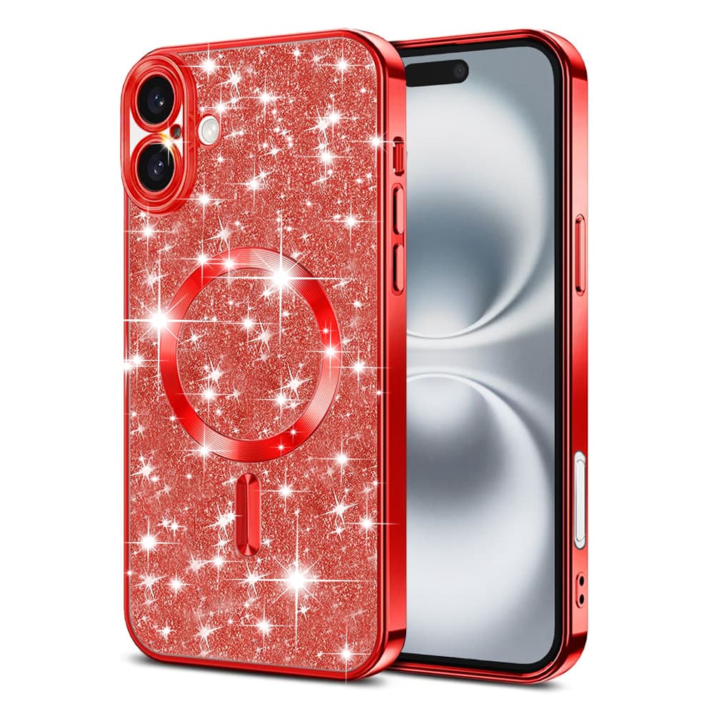 Techsuit Luxury Glitter MagSafe pro iPhone 16 Plus červený - náhled 1
