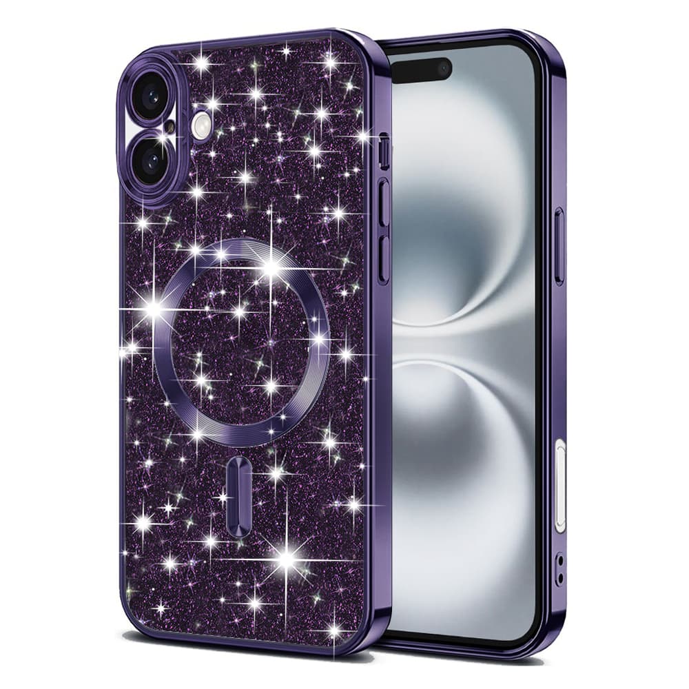 Techsuit Luxury Glitter MagSafe pro iPhone 16 Plus v tmavě fialové - náhled 1