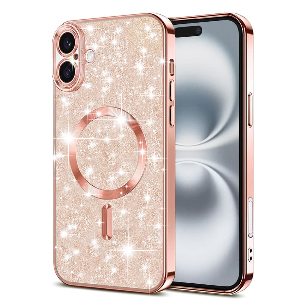 Techsuit Luxury Glitter MagSafe pro iPhone 16 Plus růžově zlatý - náhled 1
