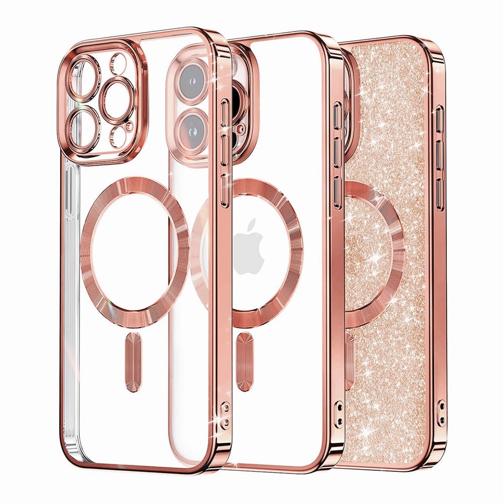 Techsuit Luxury Glitter MagSafe pro iPhone 16 Pro růžově zlatý - náhled 1