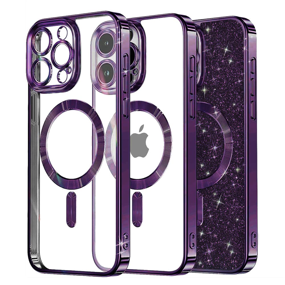 Techsuit Luxury Glitter MagSafe pro iPhone 16 Pro Max tmavě fialová - náhled 1
