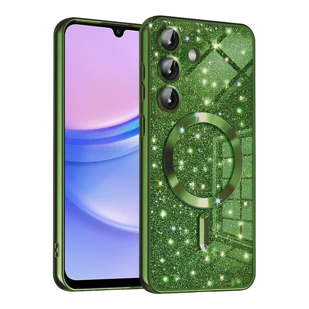 Techsuit Luxury Glitter MagSafe pro Samsung Galaxy A15 4G / A15 5G tmavě zelená