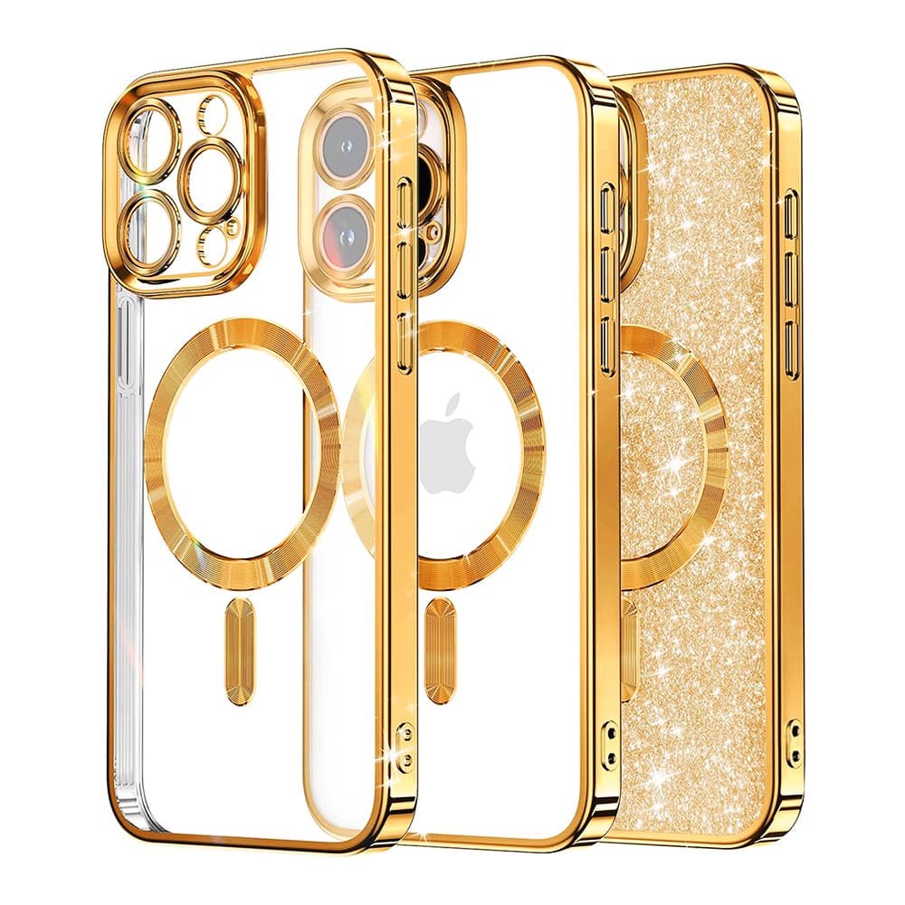 Techsuit Luxury Glitter MagSafe pro iPhone 16 Pro zlatý - náhled 1
