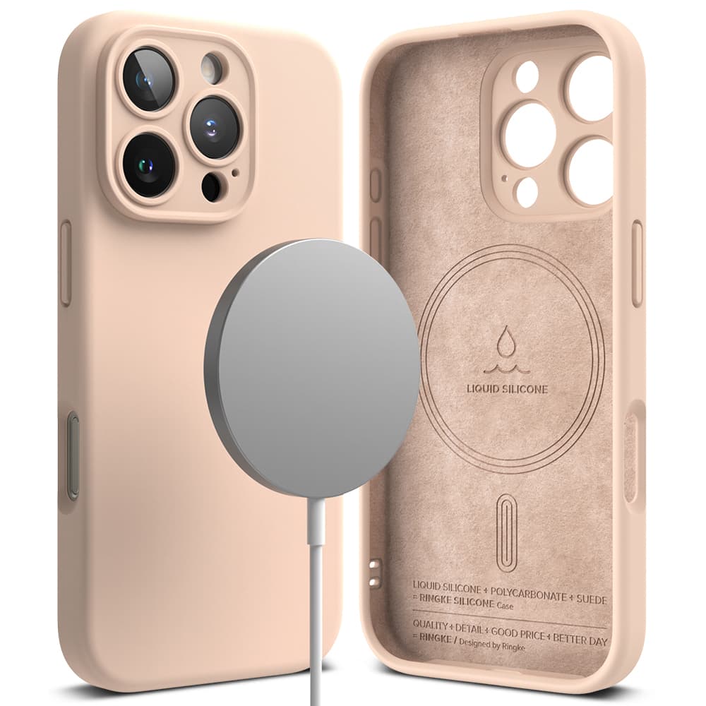 Ringke Silicone Magnetic MagSafe pro iPhone 16 Pro růžový písek - náhled 1