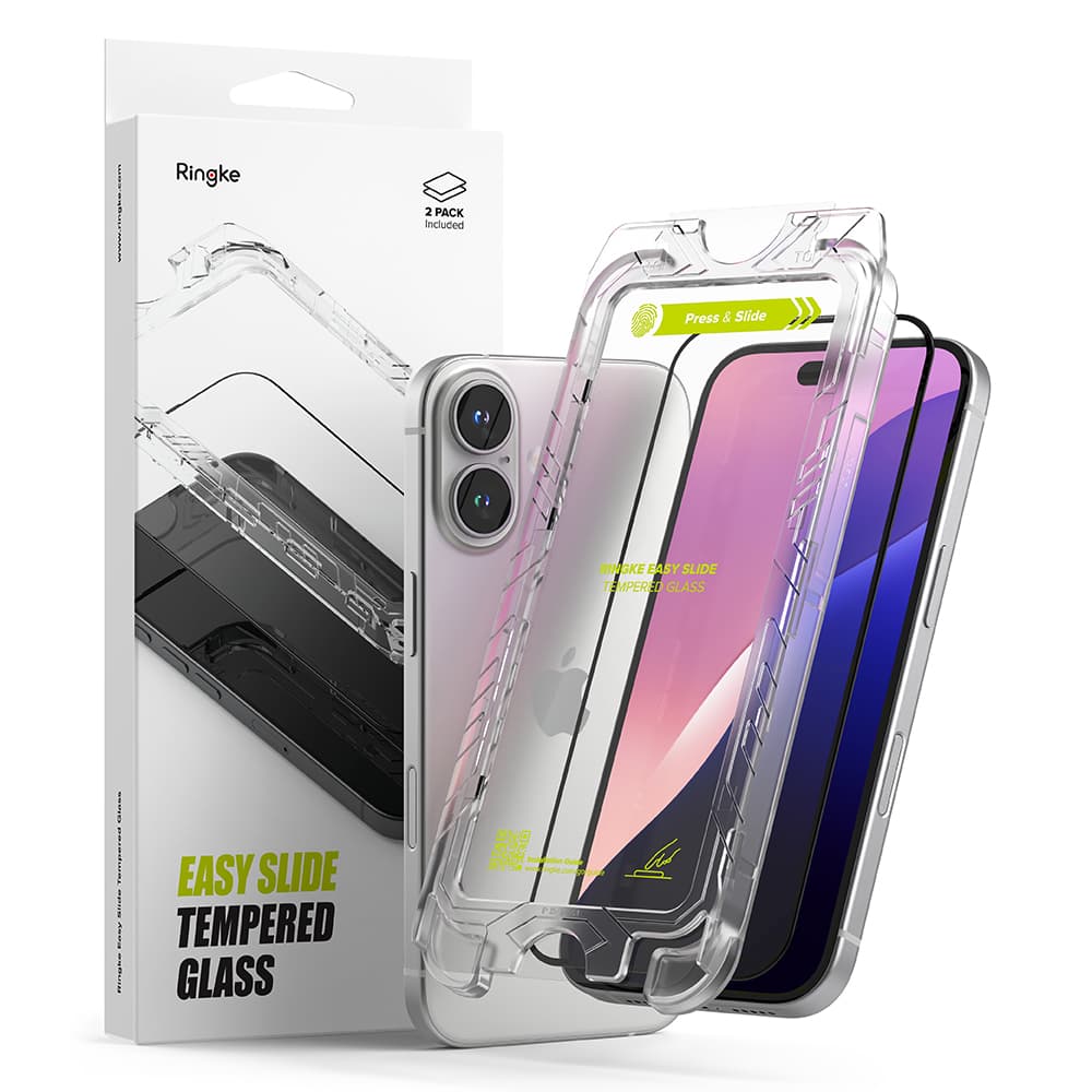 Ringke Easy Slide tvrzené sklo (2 ks) iPhone 16 Plus iPhone 15 Plus černá - náhled 1