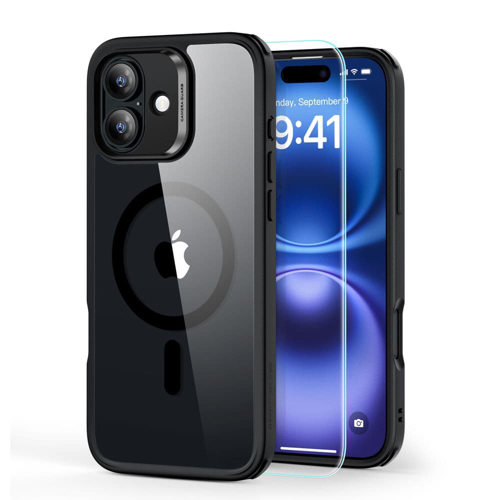 ESR Classic Hybrid HaloLock s ochranou displeje iPhone 16 Plus čirý černý - náhled 1