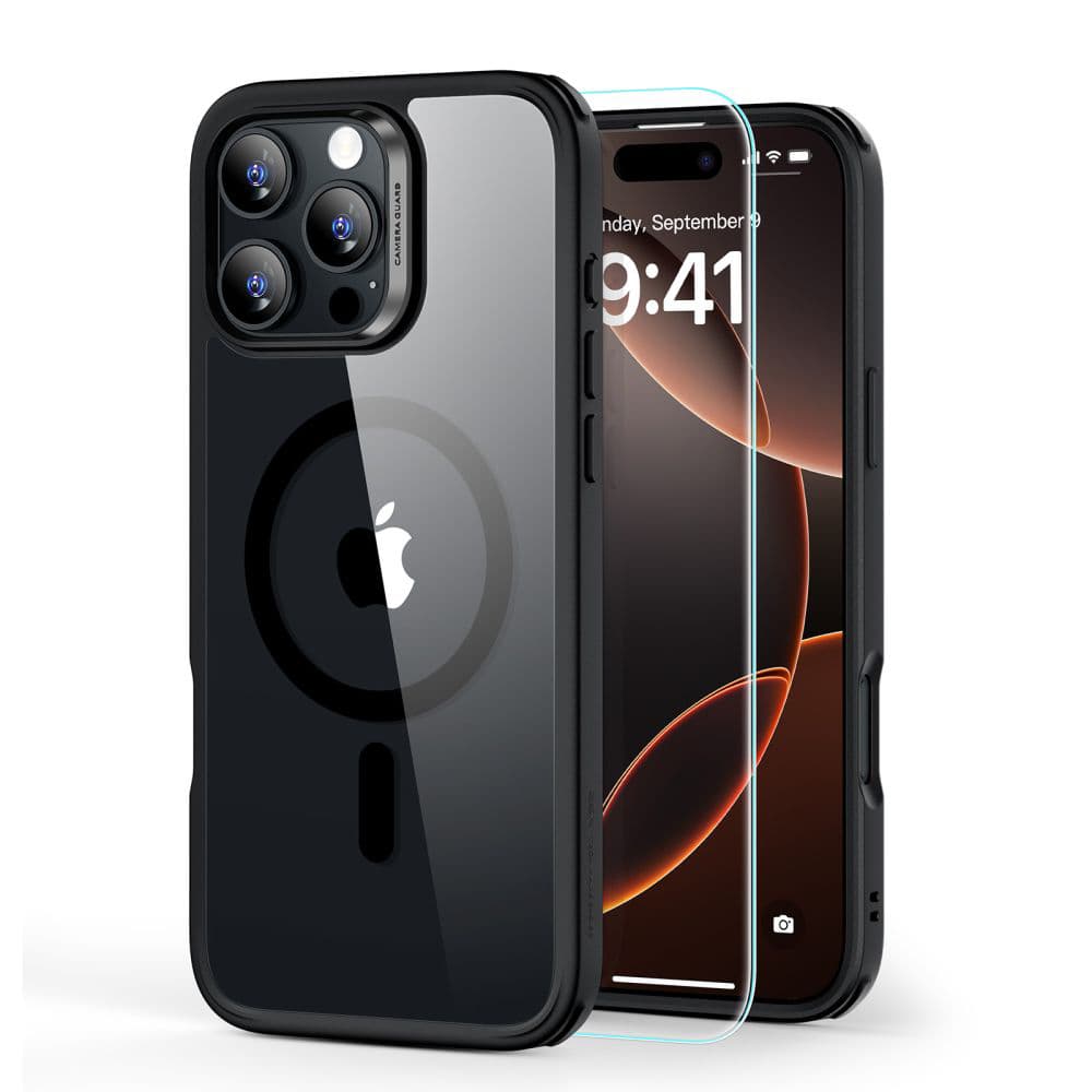 ESR Classic Hybrid HaloLock s ochranou displeje iPhone 16 Pro Max černá průhledná - náhled 1