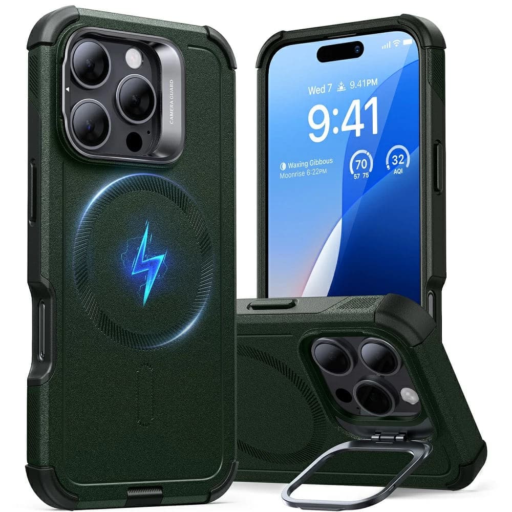 ESR Cyber Armor Kickstand pro iPhone 16 Pro zelený - náhled 1