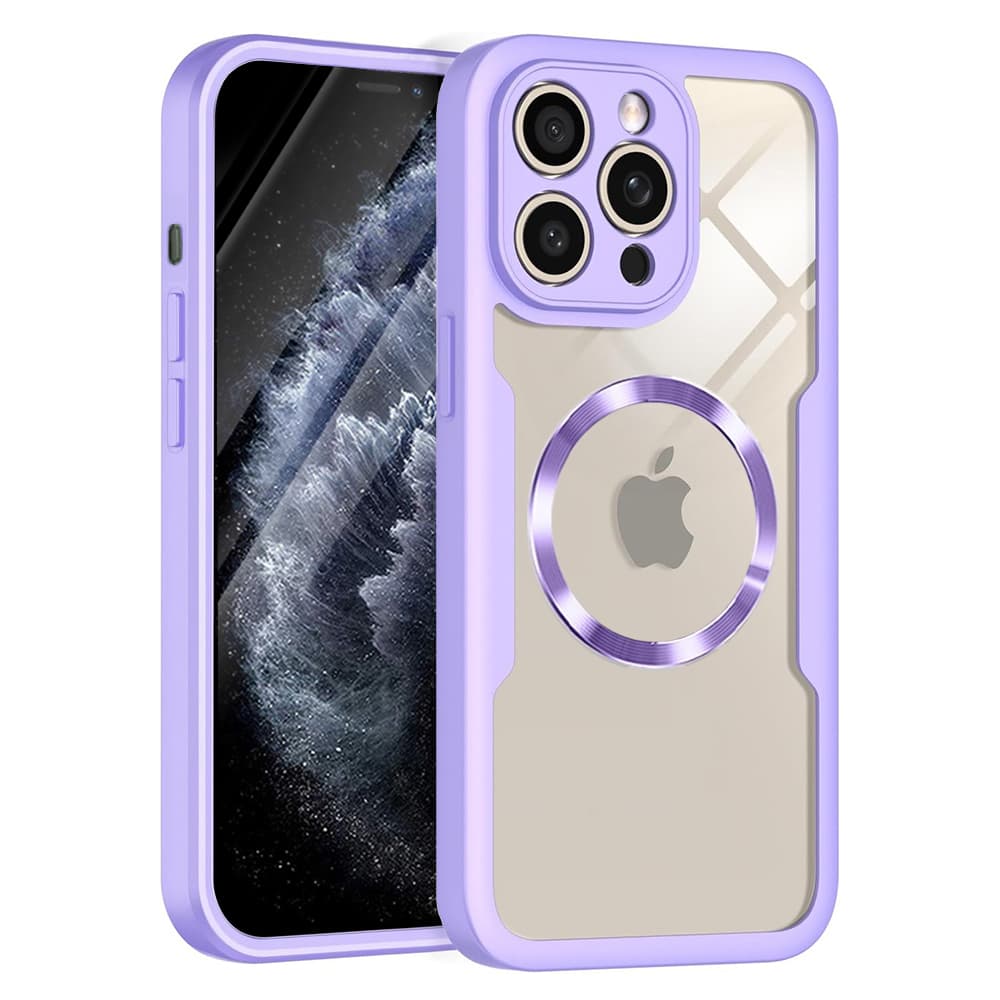 Techsuit ColorVerse 360 MagSafe Series + Ochranné sklo iPhone 11 Pro Max Fialová - náhled 1