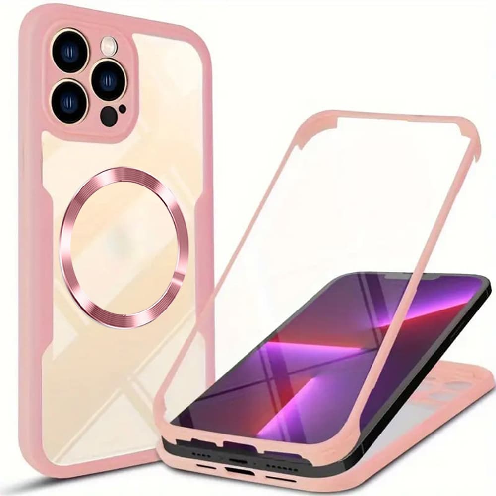 Techsuit ColorVerse 360 MagSafe Series + Ochranné sklo iPhone 13 Pro Max Růžová - náhled 1