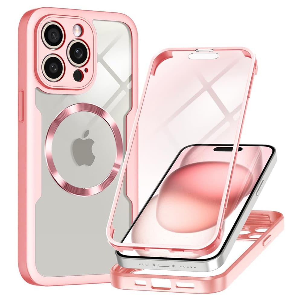 Techsuit ColorVerse 360 MagSafe Series + Ochranné sklo iPhone 14 Pro Růžová - náhled 1