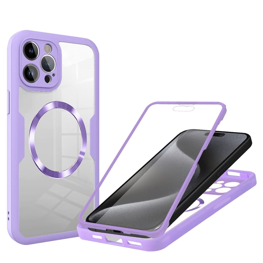 Techsuit ColorVerse 360 MagSafe Series Ochranné sklo iPhone 15 Pro Max Fialová - náhled 1