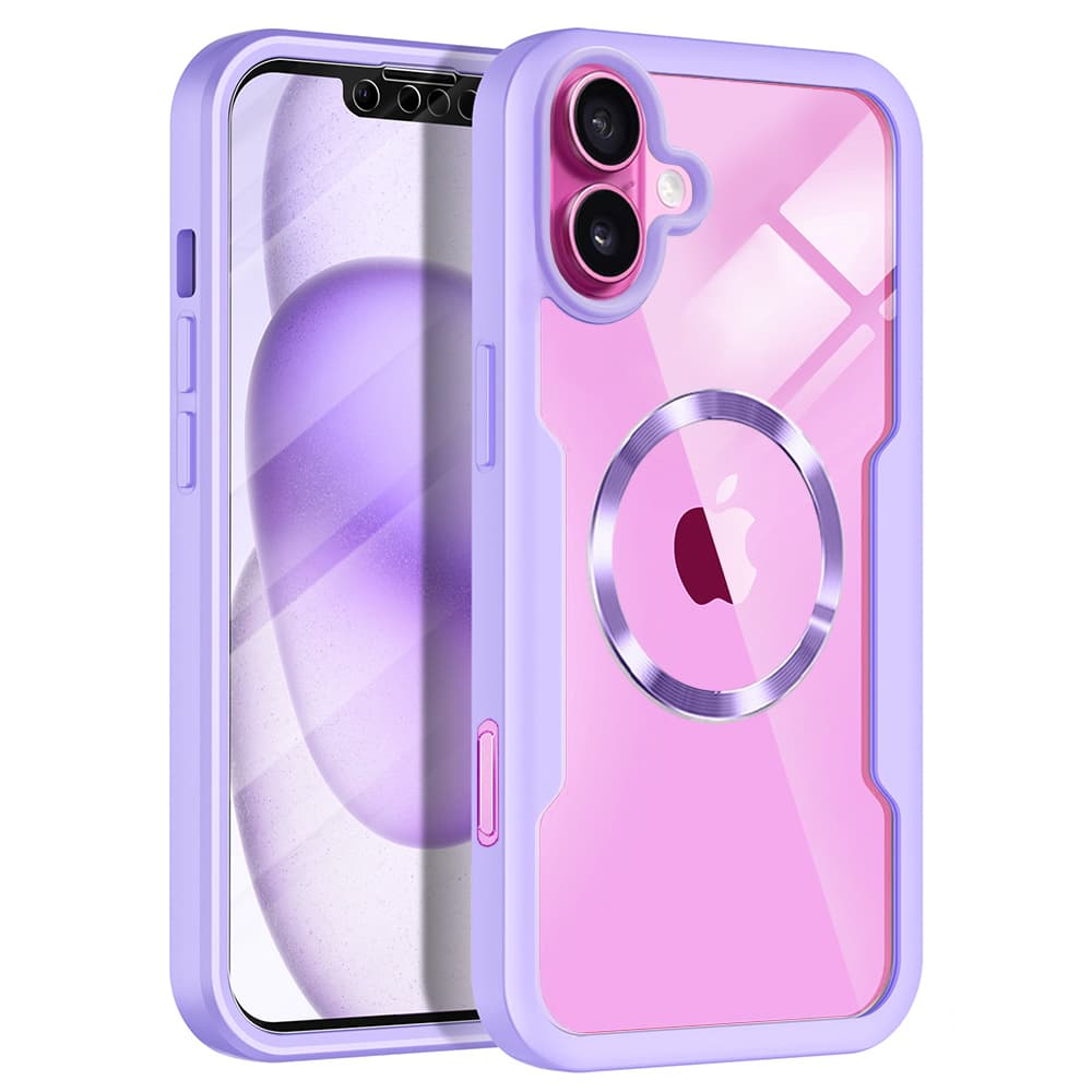 Techsuit ColorVerse 360 MagSafe Series + Ochranné sklo iPhone 16 Plus Fialová - náhled 1