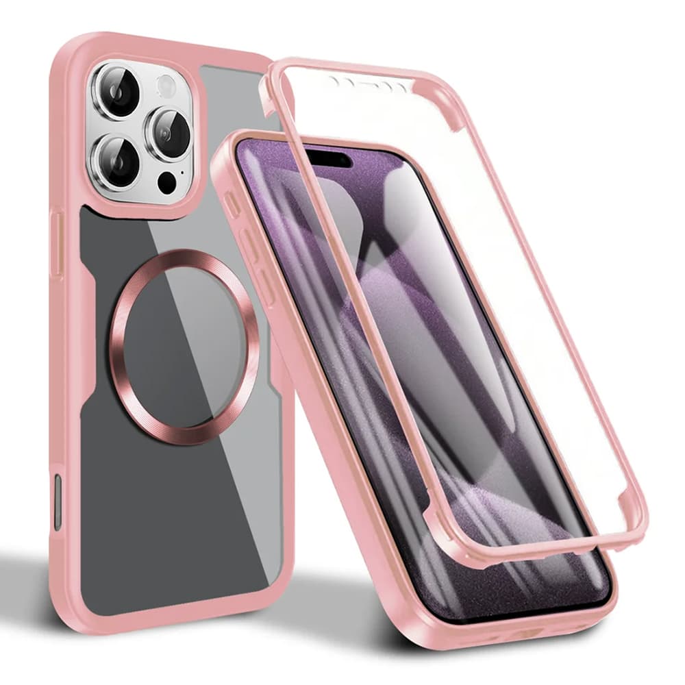 Techsuit ColorVerse 360 MagSafe Series + Ochranné sklo iPhone 16 Pro růžová - náhled 1