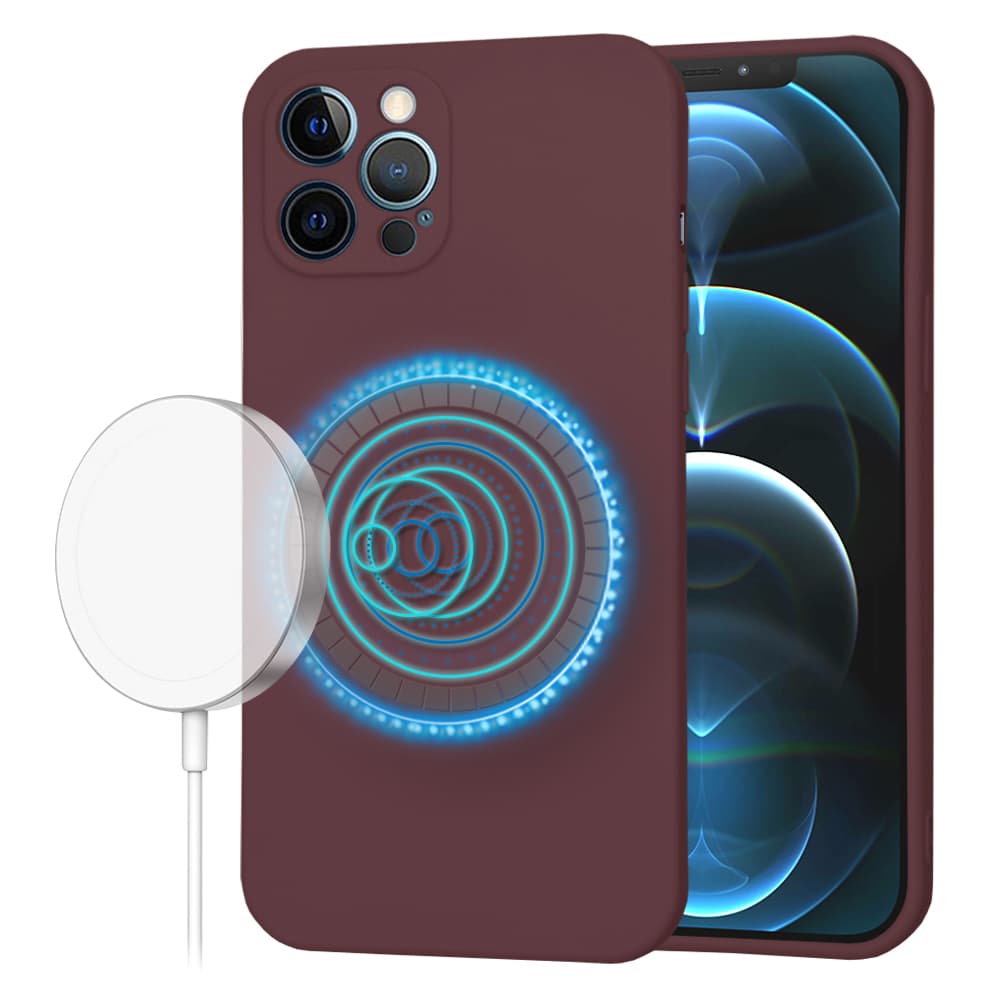 Techsuit SoftFlex MagSafe pro iPhone 12 Pro Max švestkově červená - náhled 1
