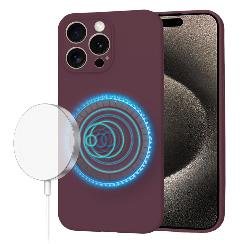Techsuit SoftFlex MagSafe pro iPhone 15 Pro Max švestkově červená - náhled 1