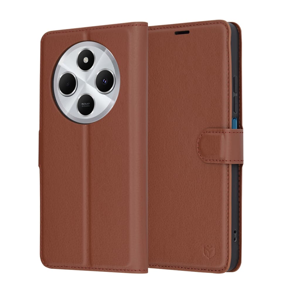 Pouzdro Techsuit z kůže pro Xiaomi Redmi 14C Poco C75 hnědé - náhled 1