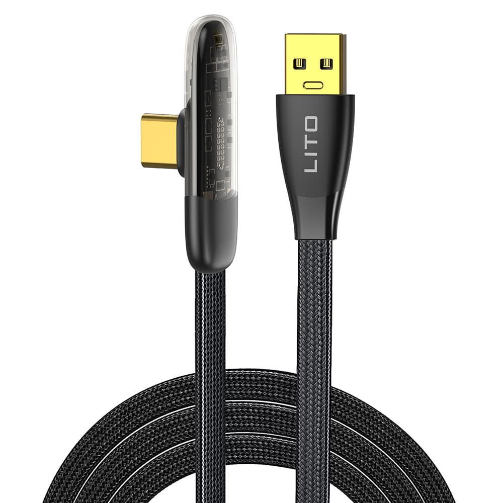 Lito Data Cable LD11C USB na Type-C Rychlé Nabíjení Úhlový Design 1m Černá - náhled 1