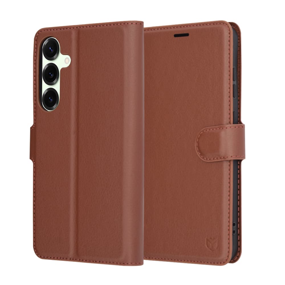 Kožené pouzdro Techsuit Samsung Galaxy S25 Plus hnědé - náhled 1