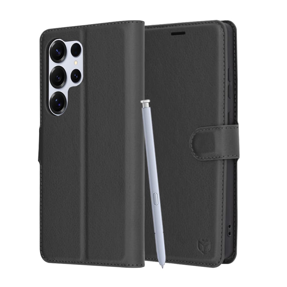 Kožené pouzdro Techsuit Samsung Galaxy S25 Ultra černé - náhled 1