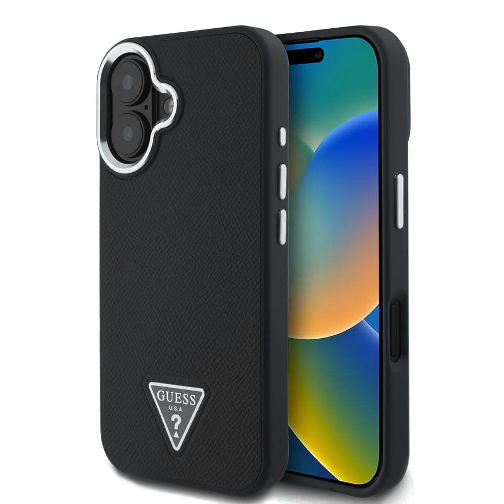Guess Grained Triangle MagSafe GUHMP16SPGTSPSK iPhone 16 černá - náhled 1