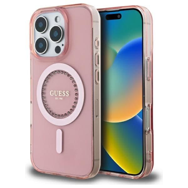 Guess IML Rhinestones MagSafe GUHMP16LPFTDTEP iPhone 16 Pro růžová - náhled 1