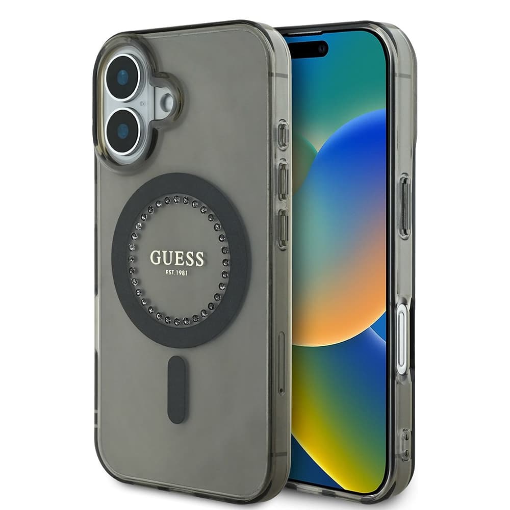 Guess IML Rhinestones MagSafe GUHMP16SPFTDTEK iPhone 16 černý - náhled 1