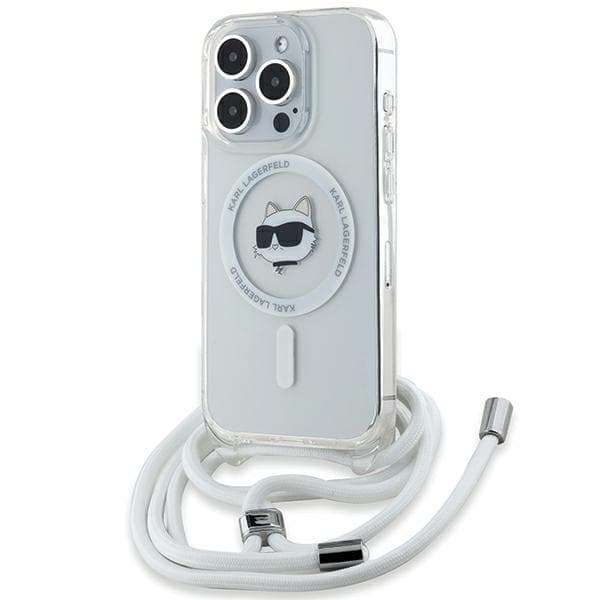 Karl Lagerfeld IML Crossbody MagSafe iPhone 14 Pro Max průhledný Choupette Head Cord - náhled 1