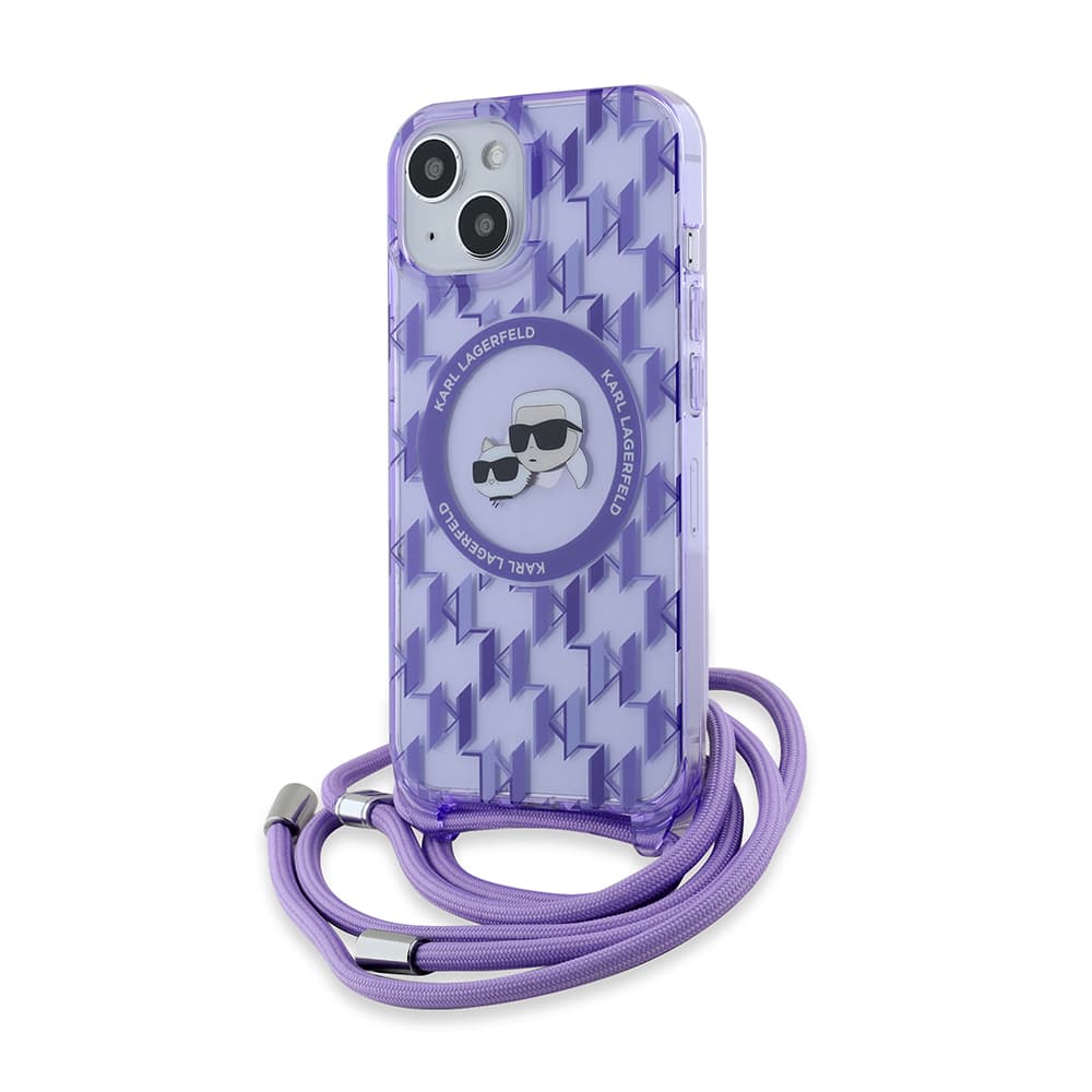 Karl Lagerfeld IML Crossbody MagSafe iPhone 15 fialová Mono Karl&amp;Choupette - náhled 1