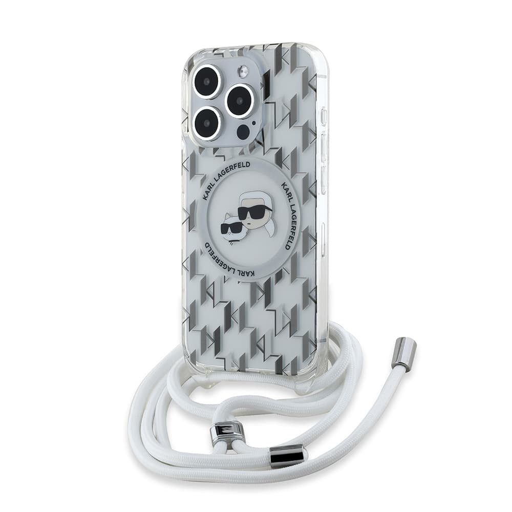 Karl Lagerfeld IML Crossbody MagSafe iPhone 15 Pro průhledný monogram Karl&amp;Choupette Head - náhled 1