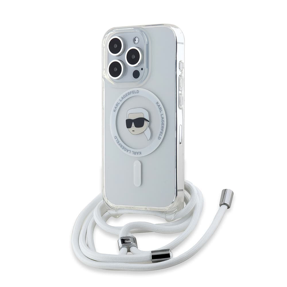 Karl Lagerfeld IML Crossbody MagSafe iPhone 15 Pro průhledný Karl Head - náhled 1