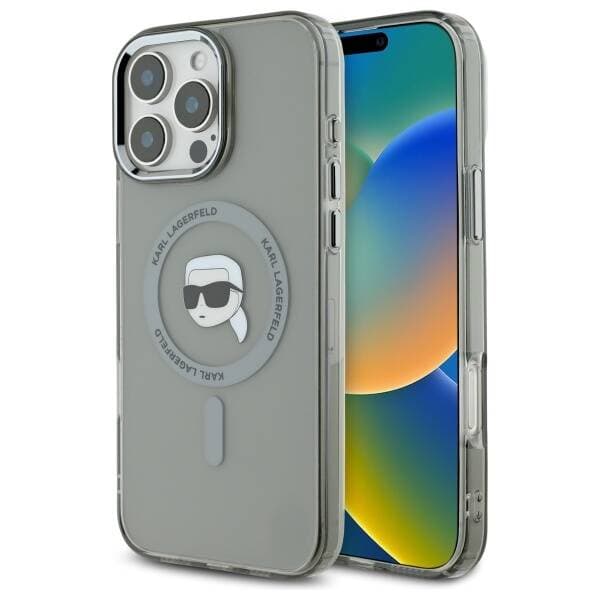 Karl Lagerfeld IML MagSafe iPhone 16 Pro Metalová Karlova hlava - náhled 1