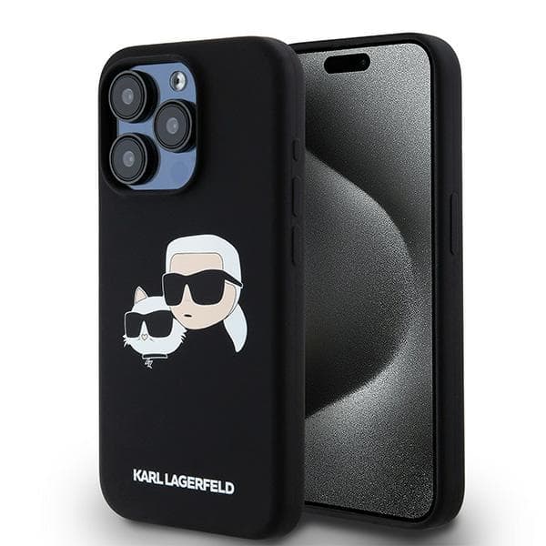 Karl Lagerfeld Silicone MagSafe iPhone 15 Pro Max Karl&amp;Choupette růžová