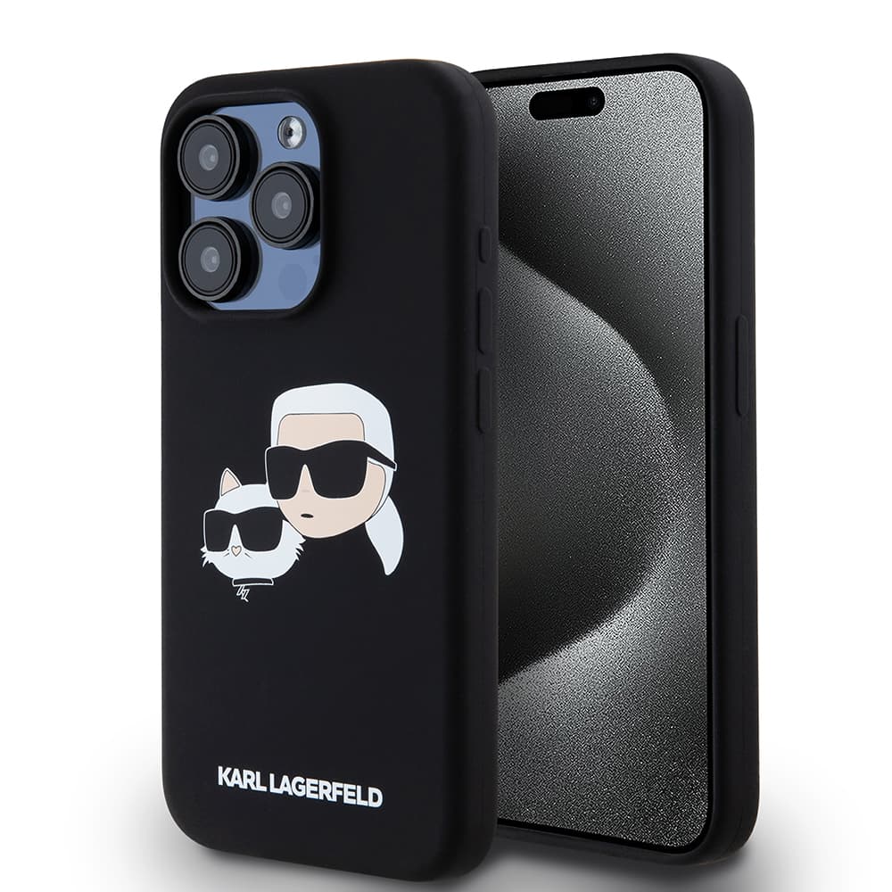 Karl Lagerfeld Silicone MagSafe iPhone 15 Pro Karl&amp;Choupette Head růžová - náhled 1