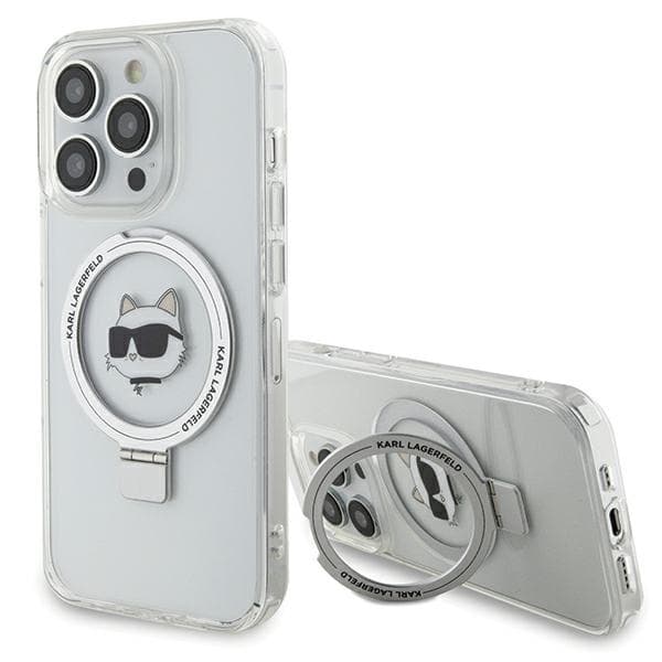 Karl Lagerfeld Hardcase Ring Stand MagSafe iPhone 15 Pro Max bílá Choupette Head - náhled 1