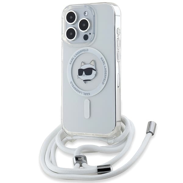 Karl Lagerfeld IML Crossbody MagSafe iPhone 15 Pro Max průhledný Choupette Head Cord - náhled 1
