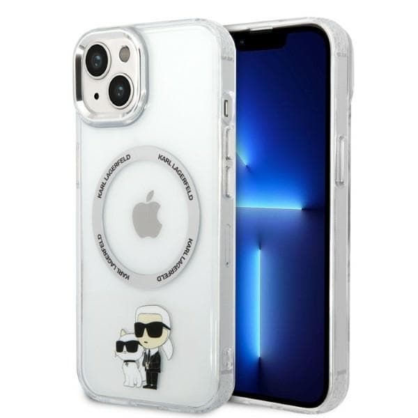 Karl Lagerfeld Hardcase MagSafe iPhone 14 Plus průhledný Iconic Karl&amp;Choupette - náhled 1